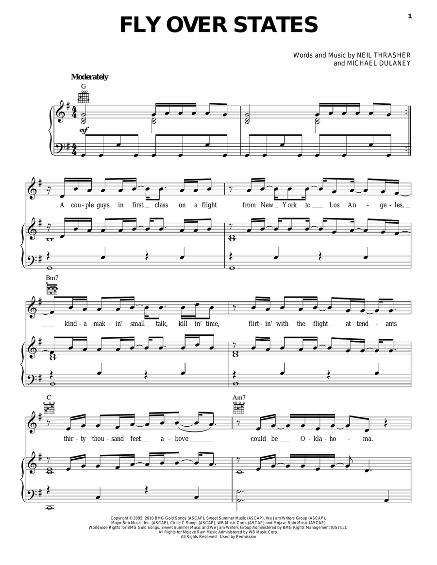 Fly Over States Fly Over States Piano, Vocal, Guitar scores gallery preview page 1