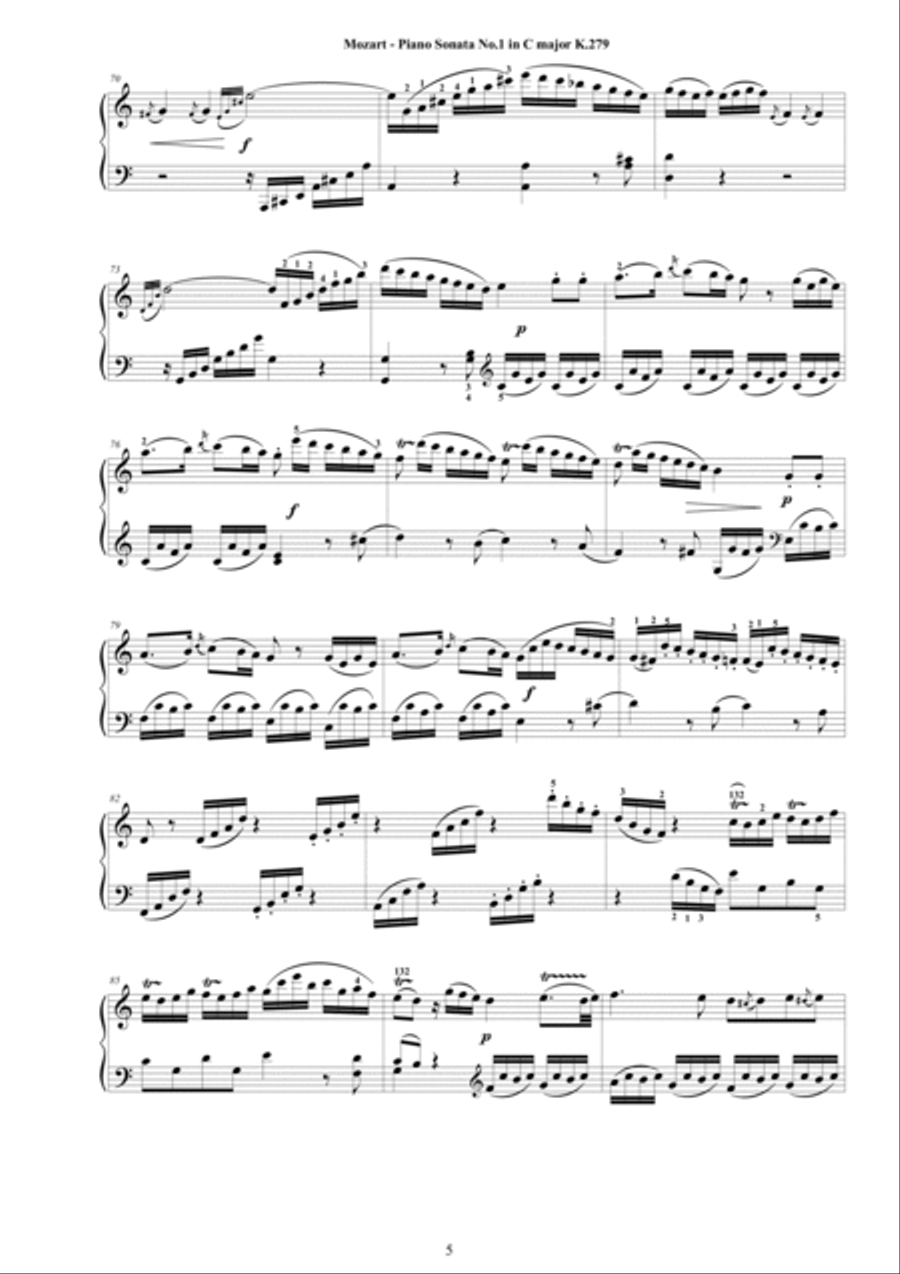 Mozart - Piano Sonata No.1 in C major K 279 - Complete score Piano Solo scores gallery preview page 5
