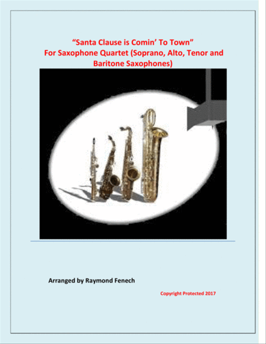 Santa Claus Is Comin' To Town Saxophone Quartet scores gallery preview page 1