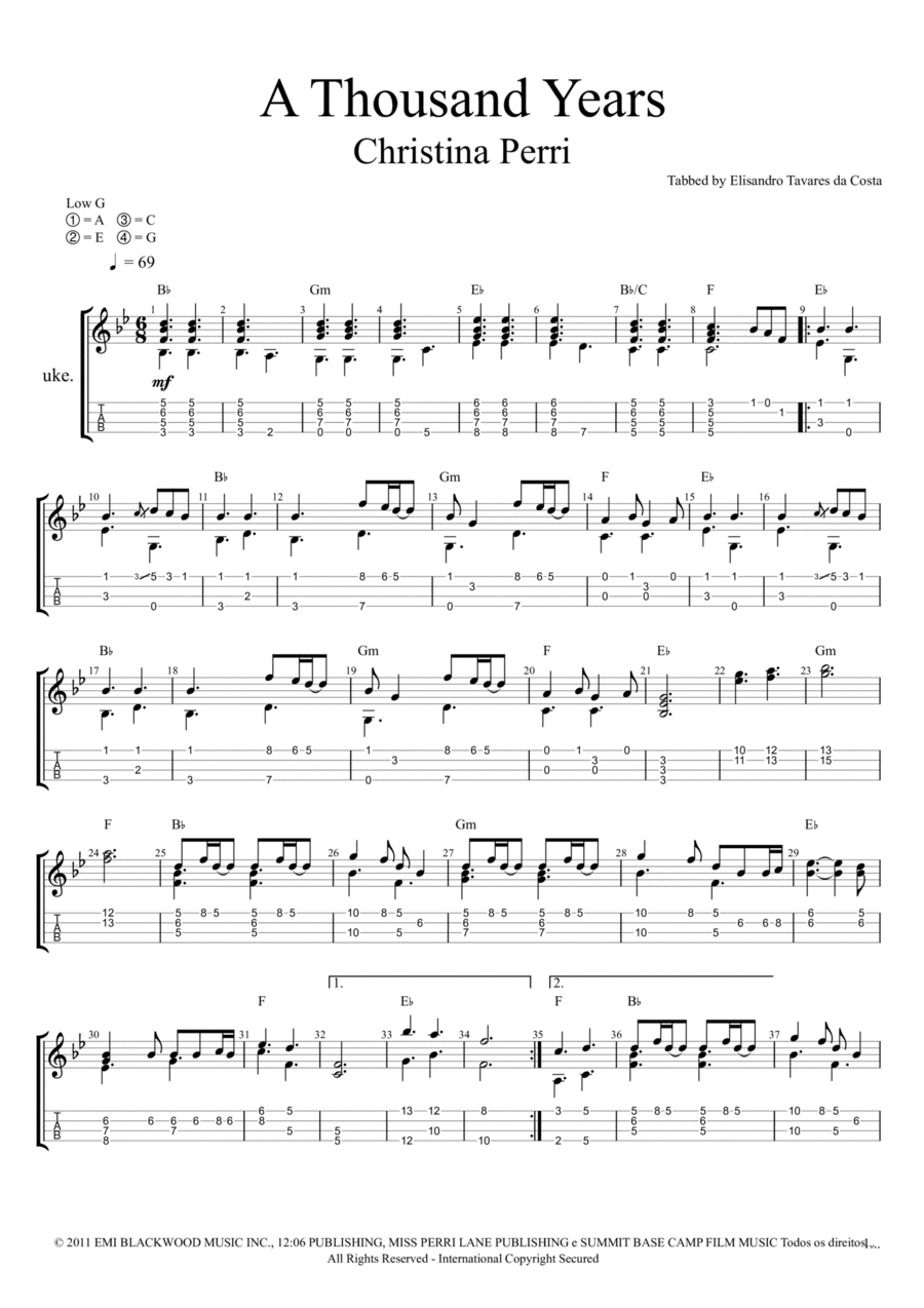 A Thousand Years (Part 2) Ukulele scores gallery preview page 1