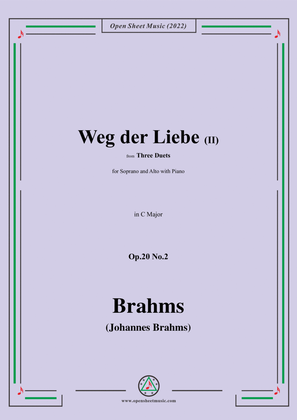 Book cover for Brahms-Weg der Liebe II-Way of Love II,Op.20 No.2,in C Major,from Three Duets