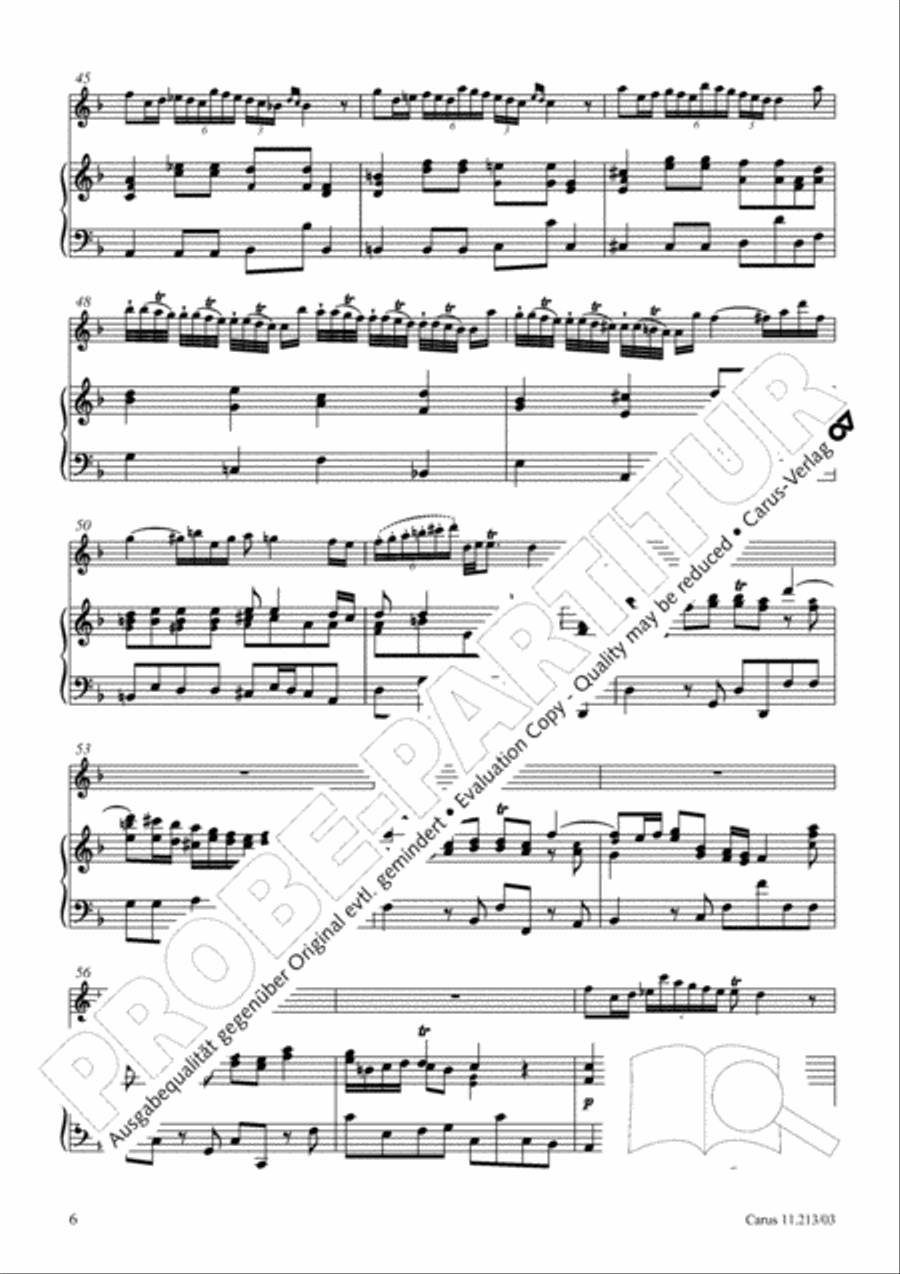 Concertino in F major for recorder and strings (Concertino in F fur Blockflote und Streicher) Recorder scores gallery preview page 7