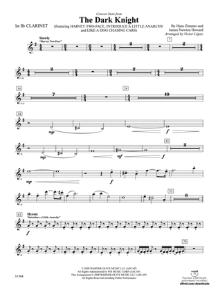 The Dark Knight, Concert Suite from: 1st B-flat Clarinet