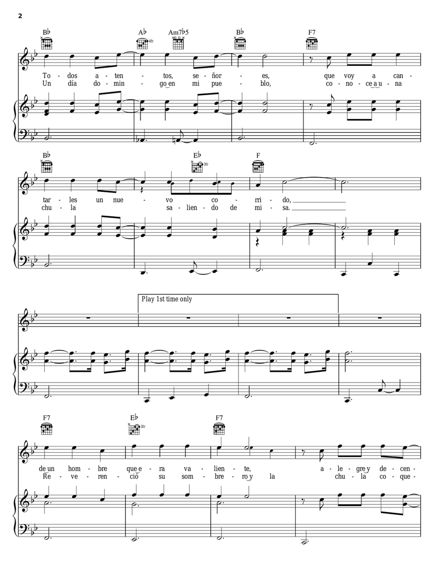 Bandido De Amores Piano, Vocal, Guitar scores gallery preview page 2