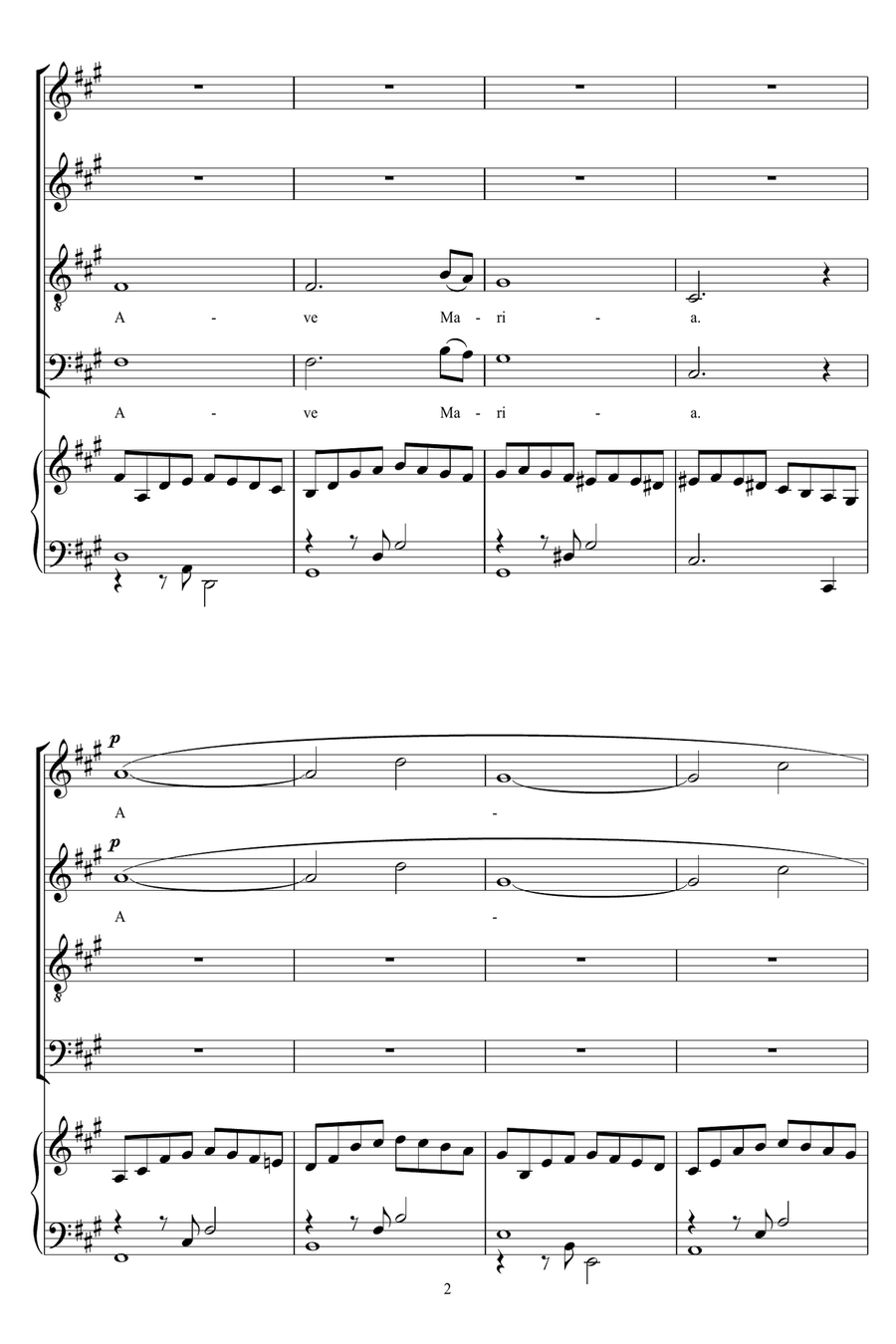 Ave Maria (arr. Jonathan Wikeley) 4-Part scores gallery preview page 2