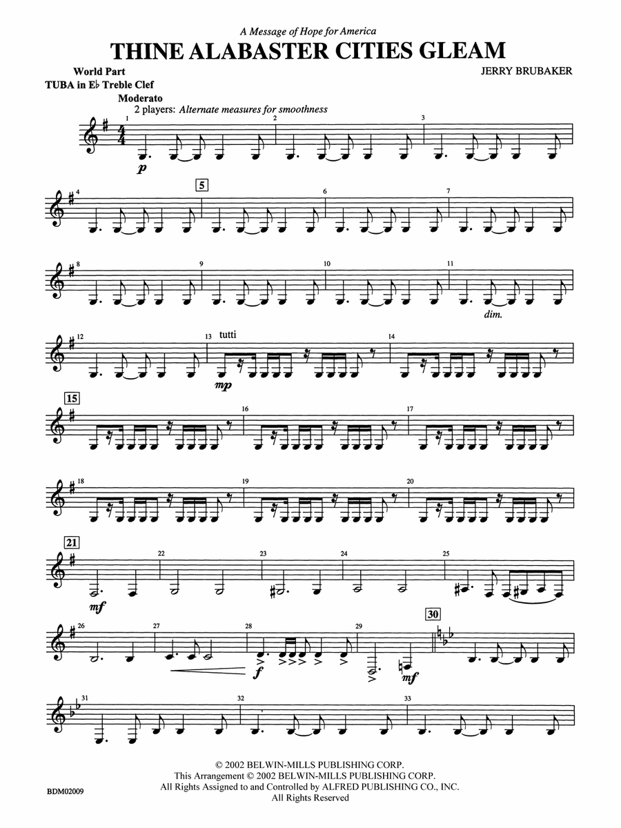 Thine Alabaster Cities Gleam (A Message of Hope for America): (World Part) E-flat Tuba T.C.
