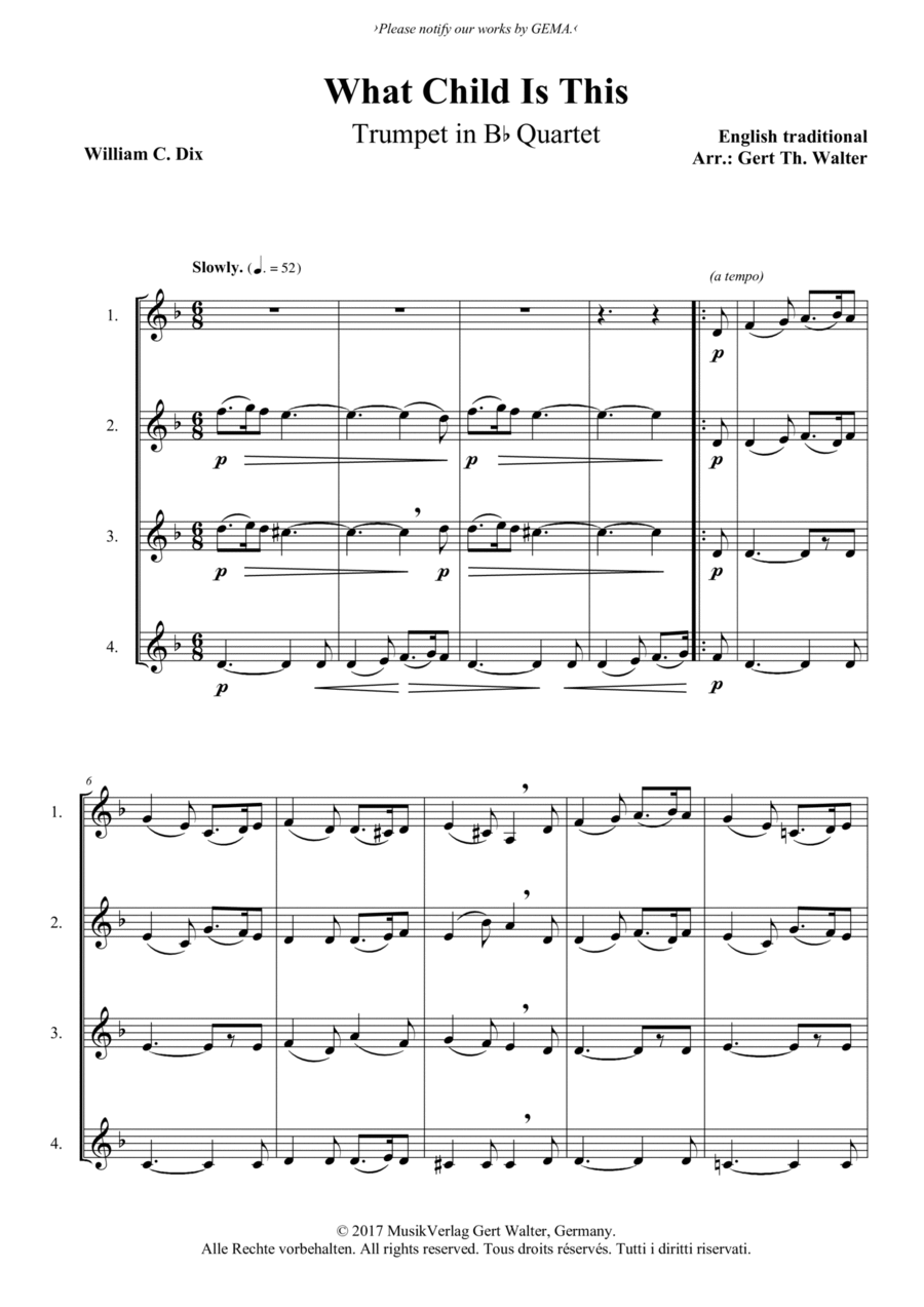 What Child Is This Trumpet Solo scores gallery preview page 1