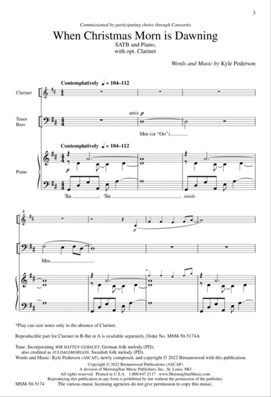 When Christmas Morn Is Dawning 4-Part scores gallery preview page 2