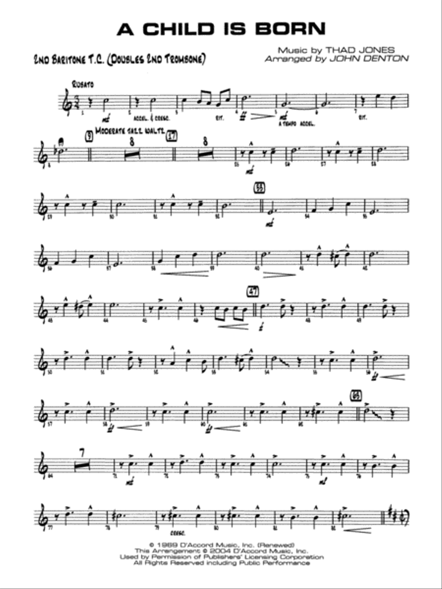 A Child Is Born: 2nd Baritone T.C. Jazz Ensemble scores gallery preview page 1