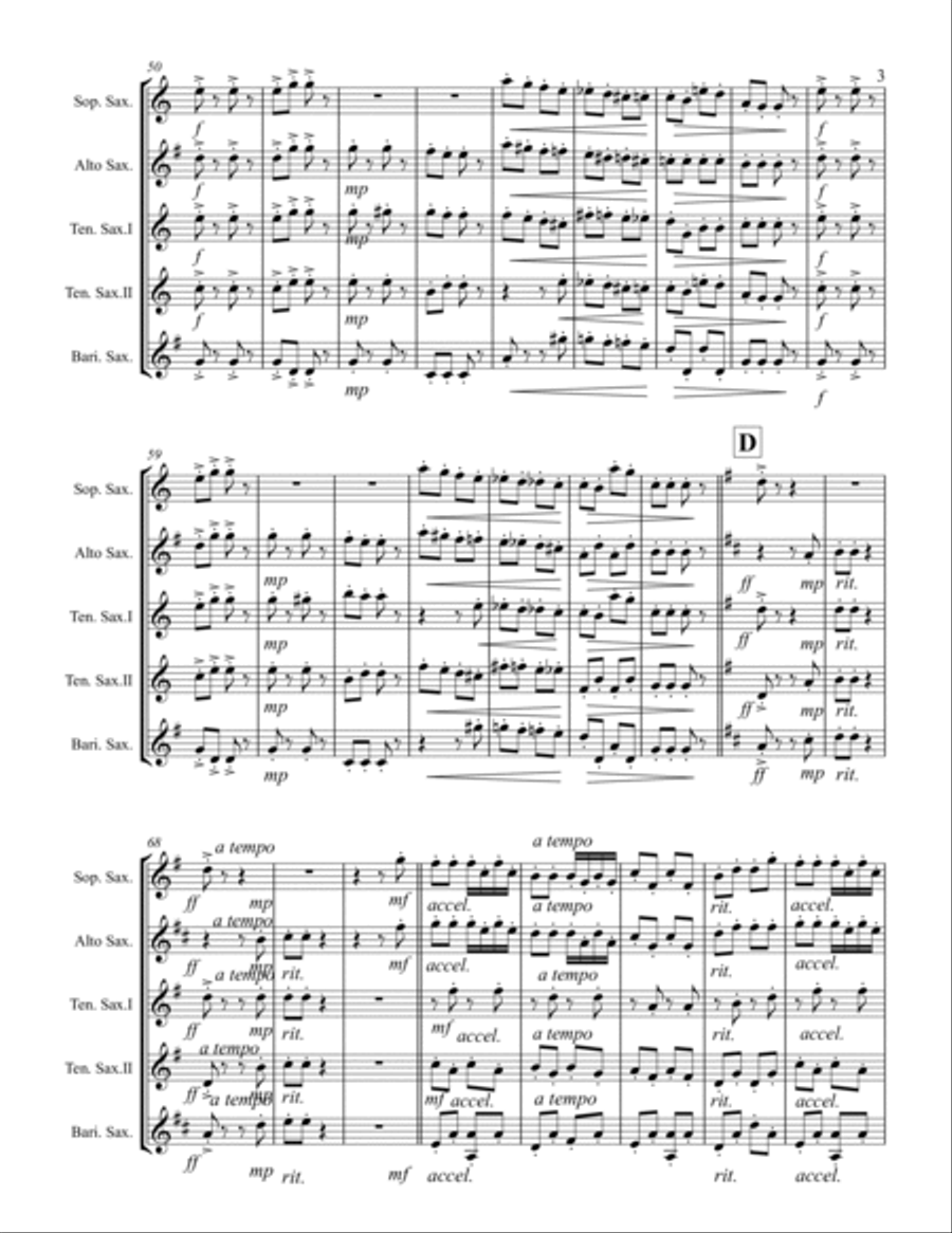 Strauss II – Pizzicato Polka (for Saxophone Quintet SATTB) Saxophone Quintet scores gallery preview page 4