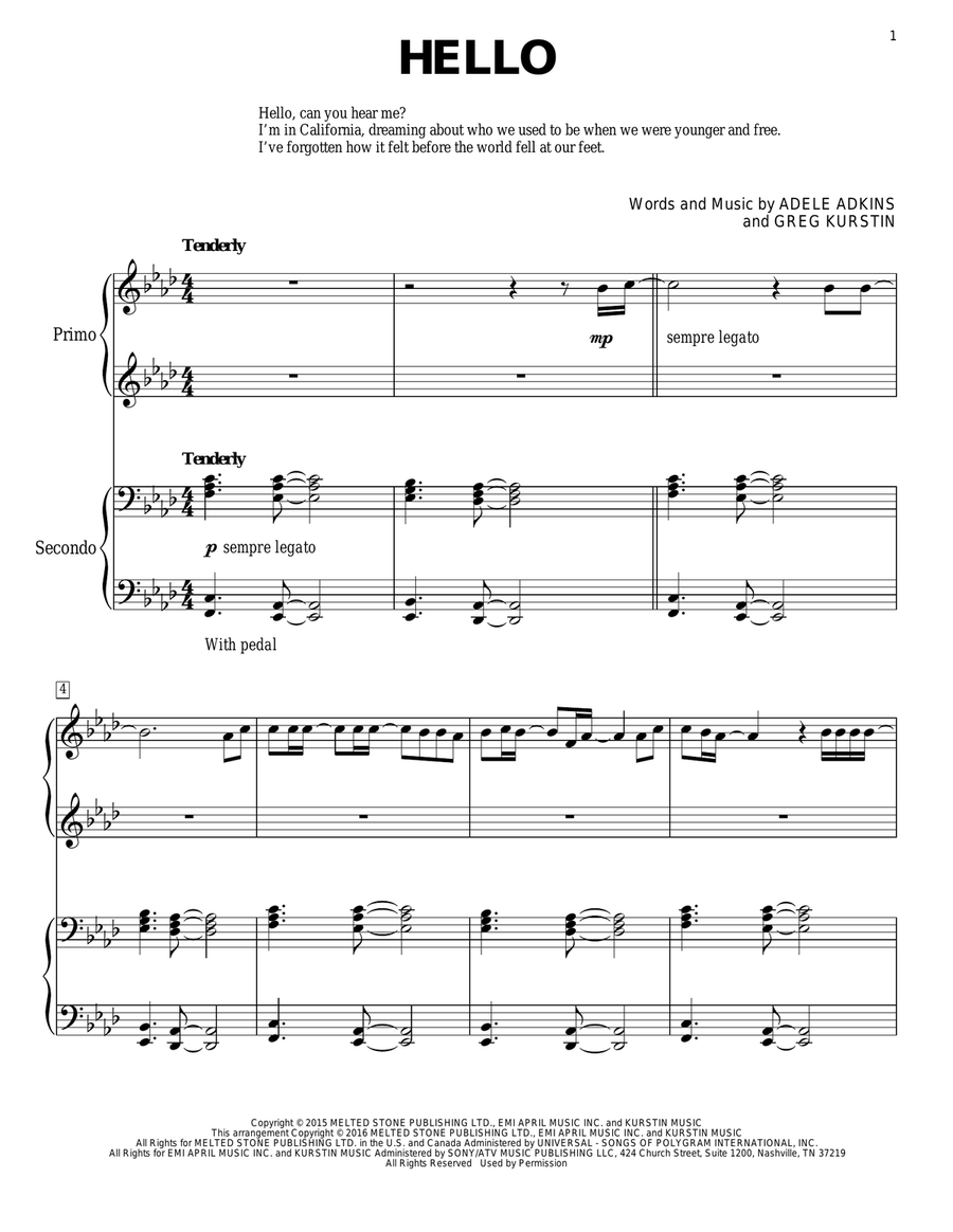 Hello Hello Piano Duet scores gallery preview page 1