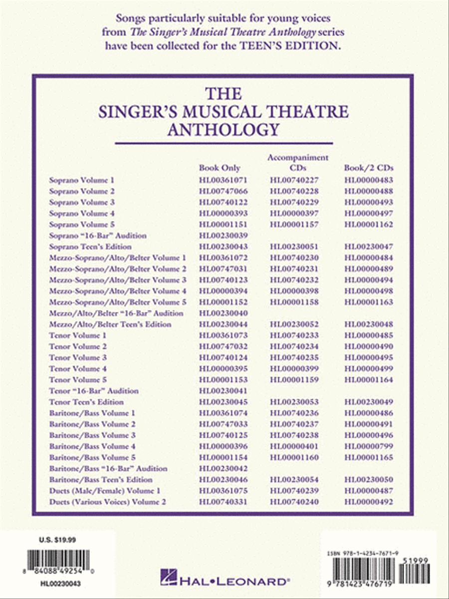 The Singer's Musical Theatre Anthology – Teen's Edition Voice scores gallery preview page 2