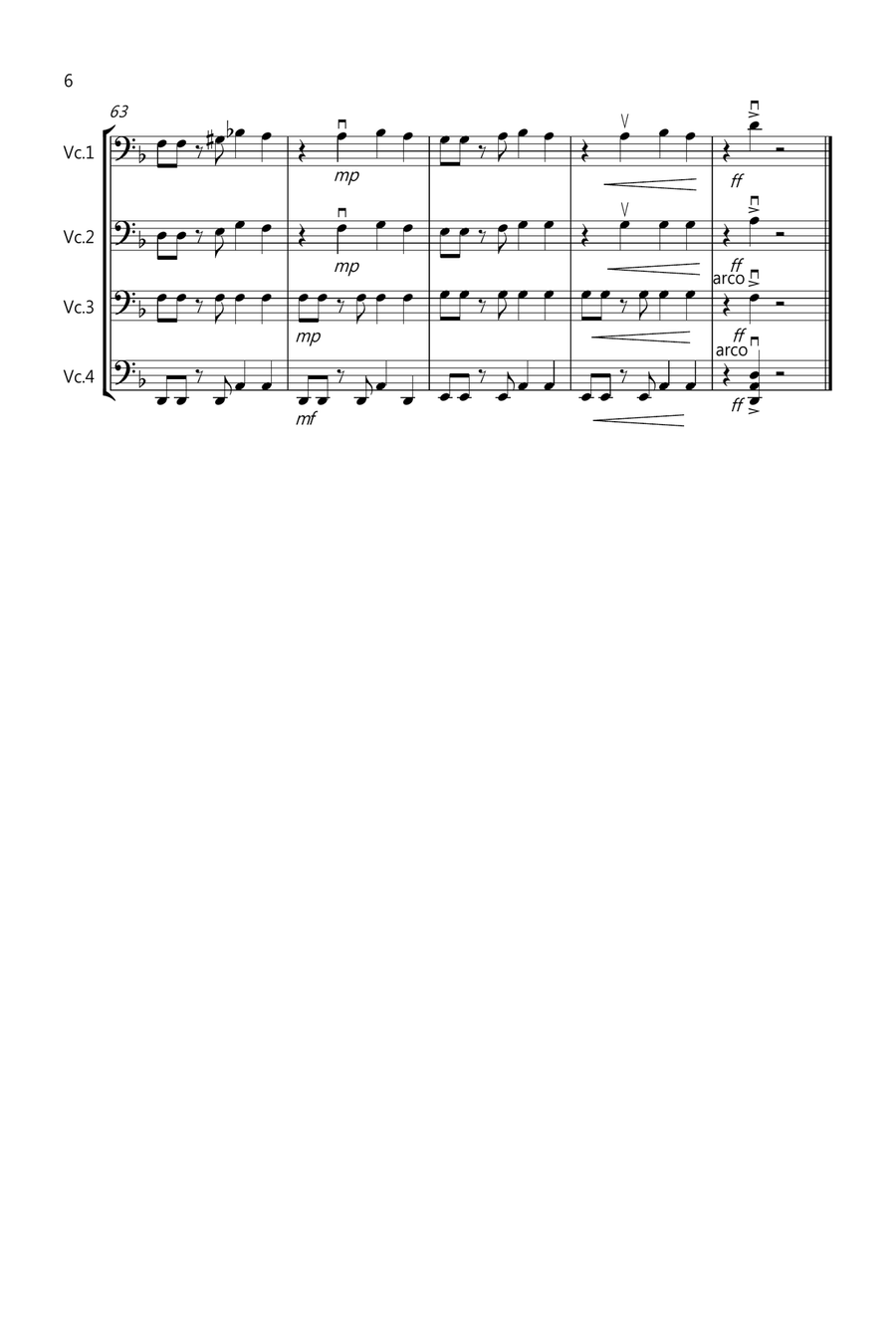 Tasty Tango for Cello Quartet Cello Solo scores gallery preview page 6