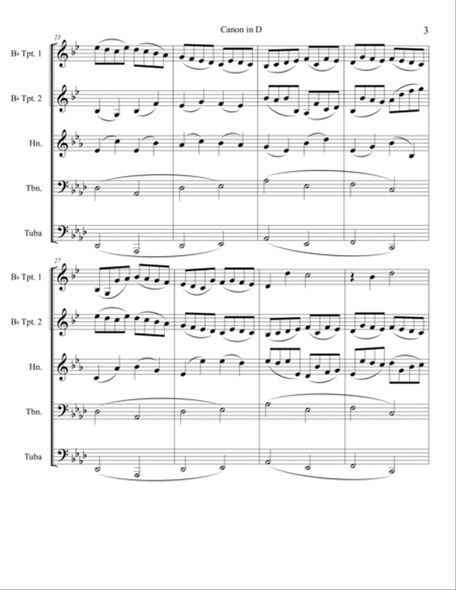 Canon in D (Brass Quintet) Brass Quintet scores gallery preview page 3