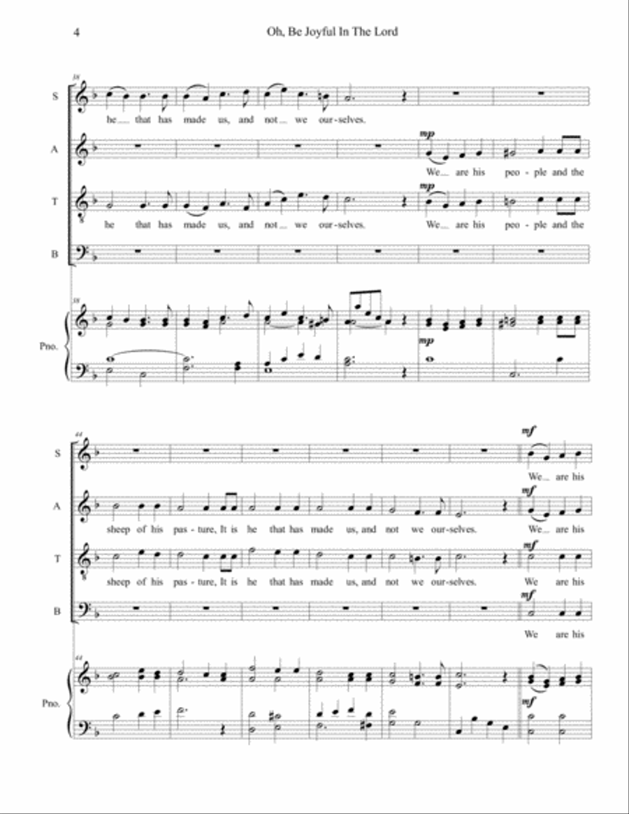 Oh, Be Joyful In The Lord 4-Part scores gallery preview page 4