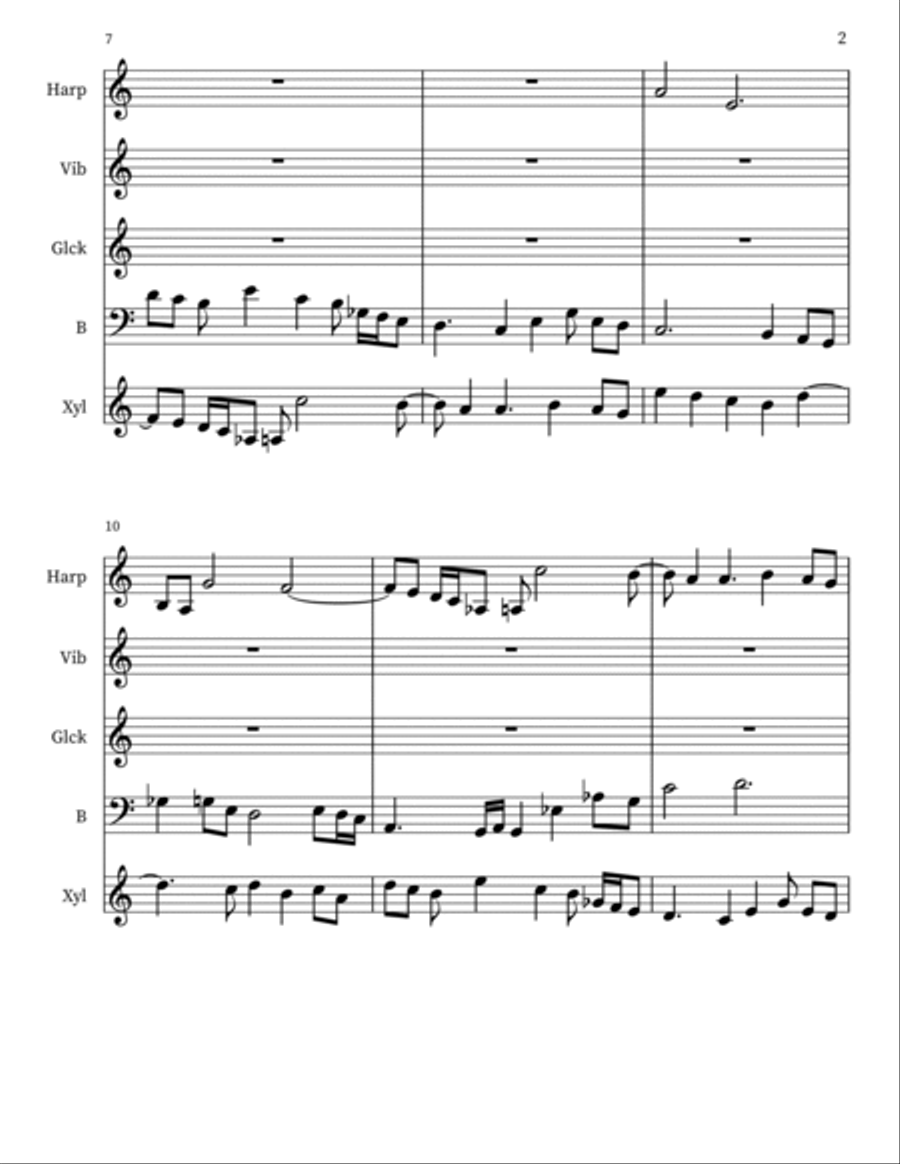 Valeurs por Harpsichord, Bass, Percussion a Voce Small Ensemble scores gallery preview page 2