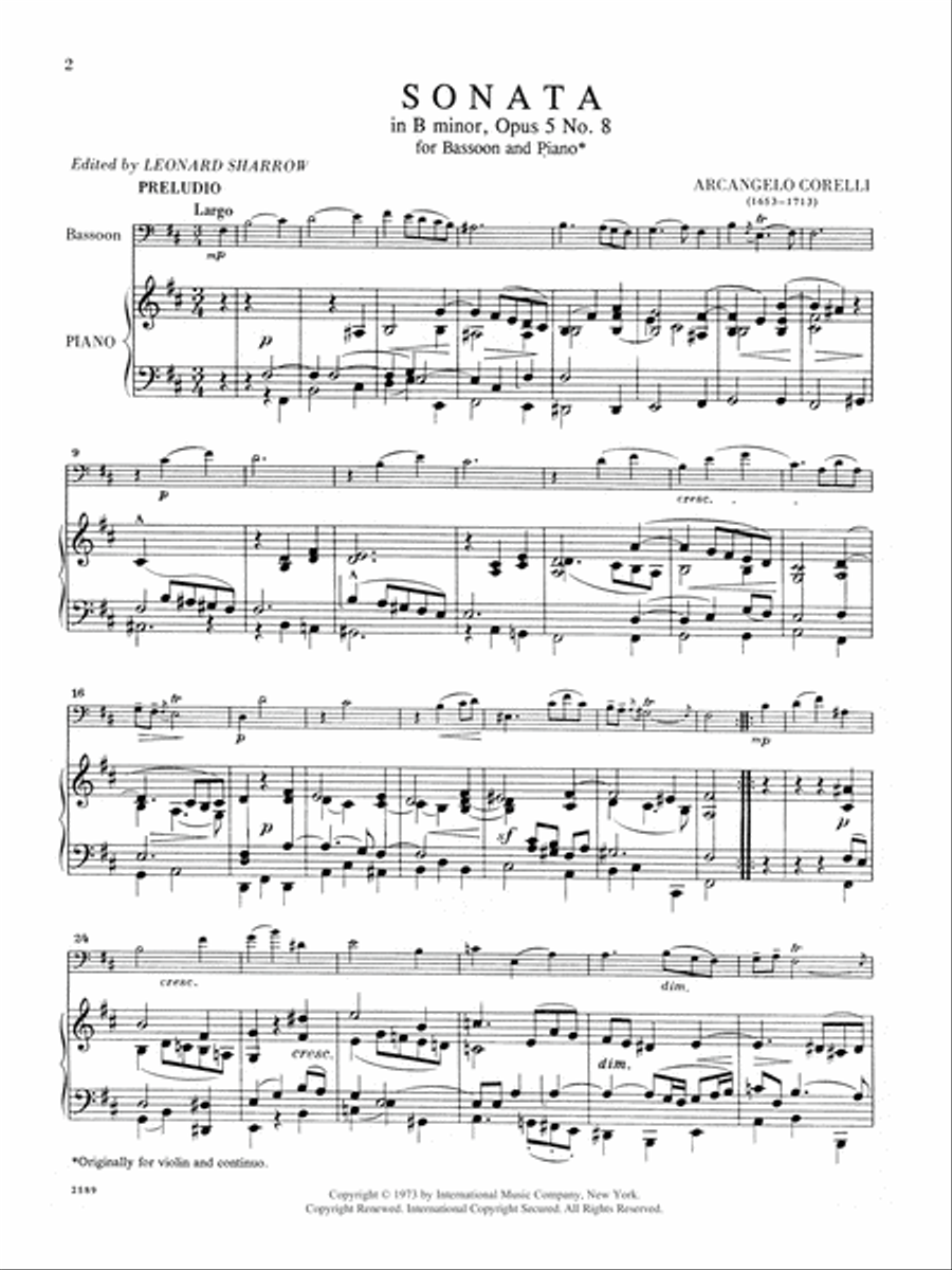 Sonata In B Minor, Opus 5, No. 8 Bassoon Solo scores gallery preview page 2