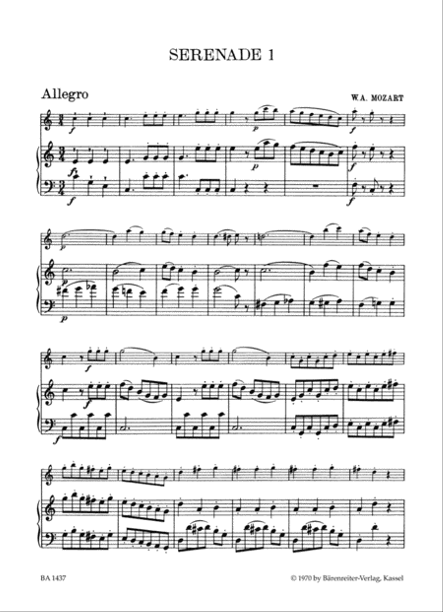 Serenaden fur drei Melodie-Instrumente oder ein Melodie-Instrument und Klavier, Heft 1 C major KV 439b/1 Piano scores gallery preview page 2