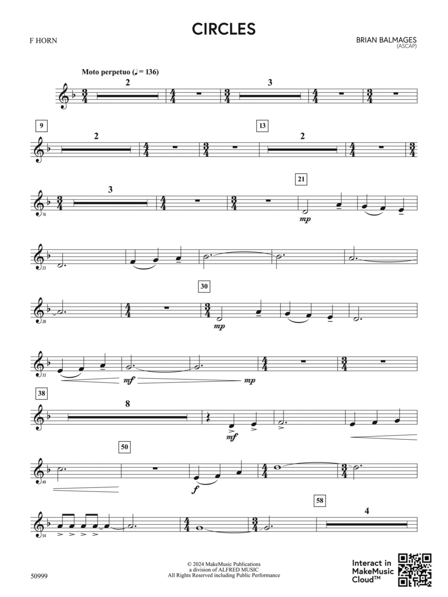 Circles: 1st F Horn Concert Band scores gallery preview page 1