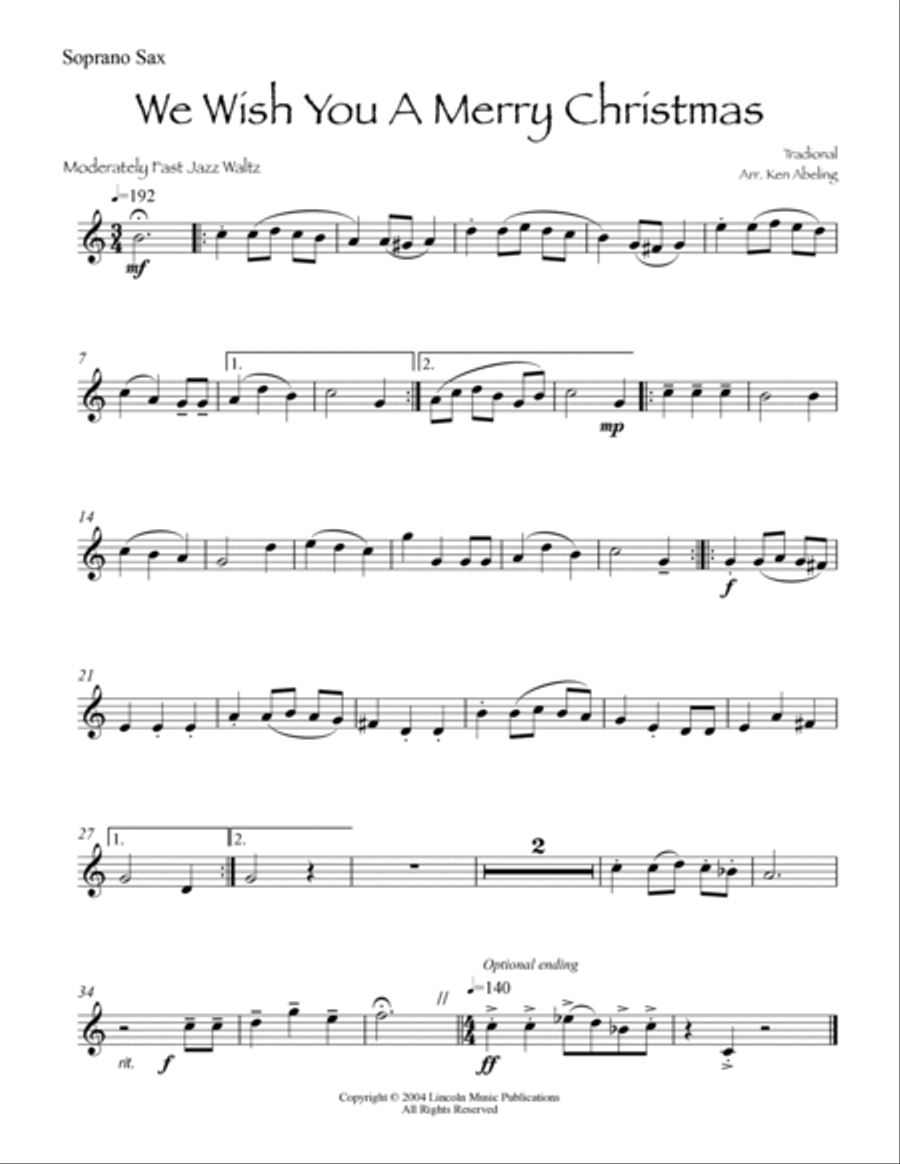 We Wish You a Merry Christmas (Saxophone Quartet SATB or AATB) Saxophone Quartet scores gallery preview page 4