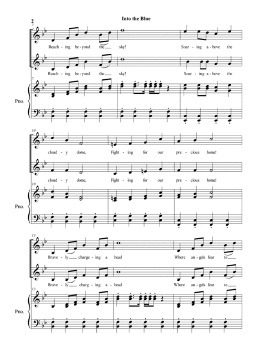 US SPACE FORCE HYMN (Into the Blue) (2-part choir) 2-Part scores gallery preview page 2