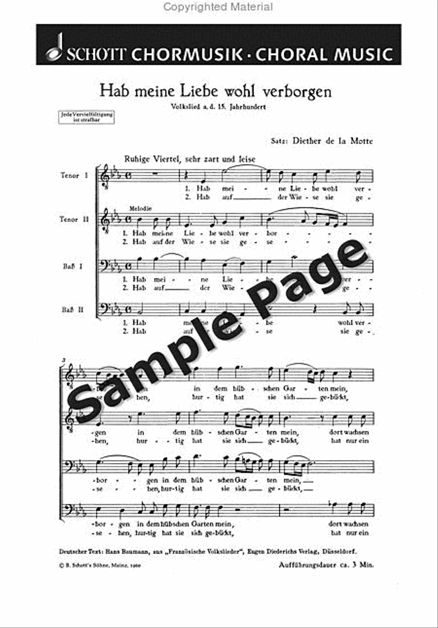 Motte D De Hab Meine Liebe Wohl Verborgen TTBB scores gallery preview page 2