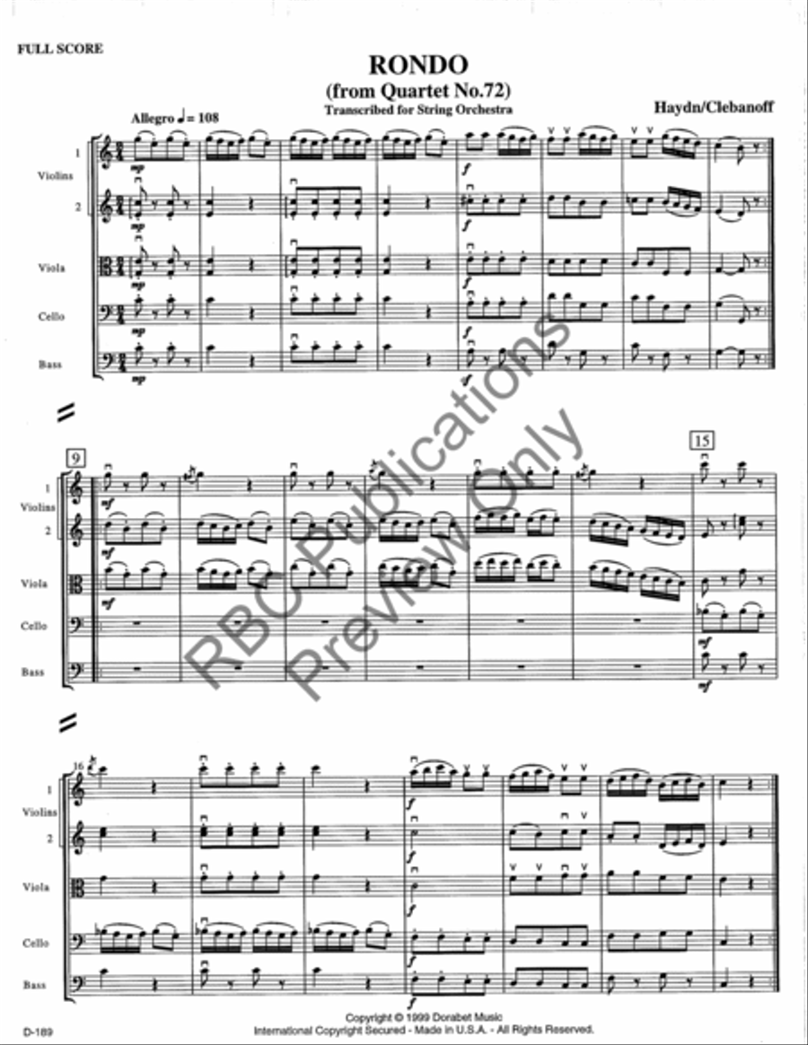 Rondo Quartet #72 (Score) String Orchestra scores gallery preview page 4