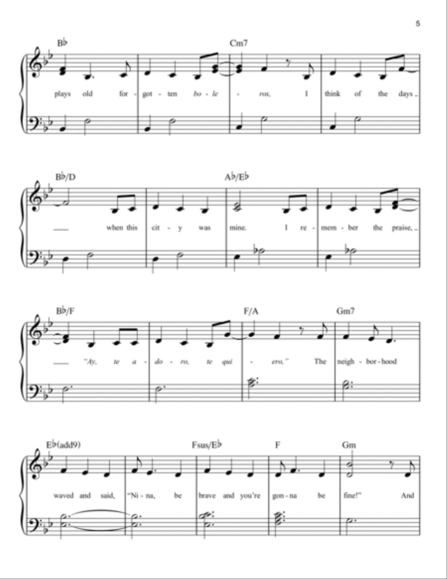 Breathe (from In The Heights: The Musical) Easy Piano scores gallery preview page 5