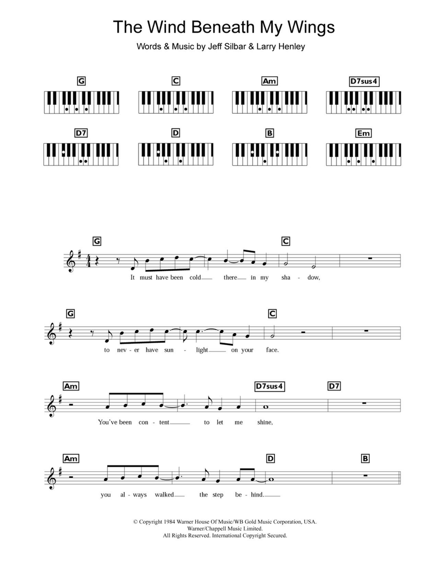 The Wind Beneath My Wings Piano Solo scores gallery preview page 1