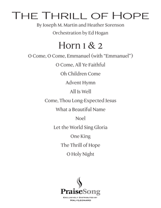 Book cover for The Thrill of Hope (A New Service of Lessons and Carols) - F Horn 1 & 2