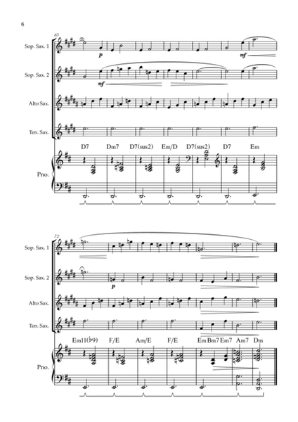 Gymnopédie no 1 | Saxophone Quartet | Original Key | Chords | Piano accompaniment |Easy intermediate image number null