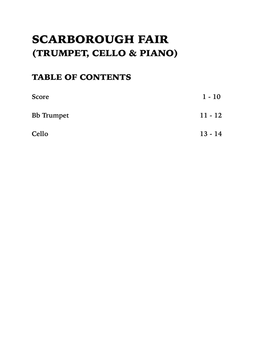 Scarborough Fair (Trio for Trumpet, Cello and Piano) Trumpet Trio scores gallery preview page 4