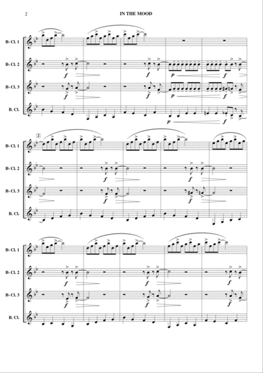 In The Mood Clarinet Quartet scores gallery preview page 3