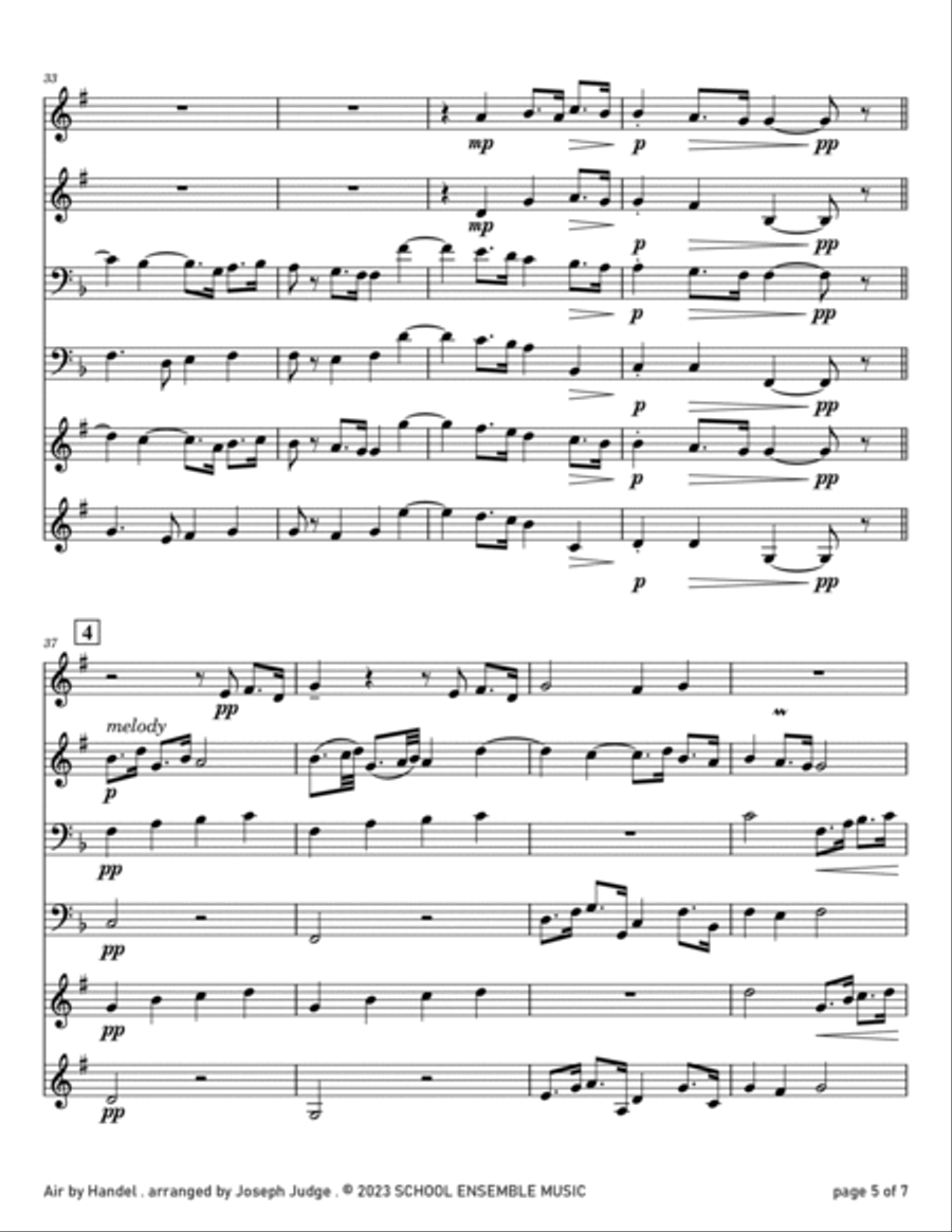 Air by Handel for Brass Quartet in Schools Brass Quartet scores gallery preview page 5