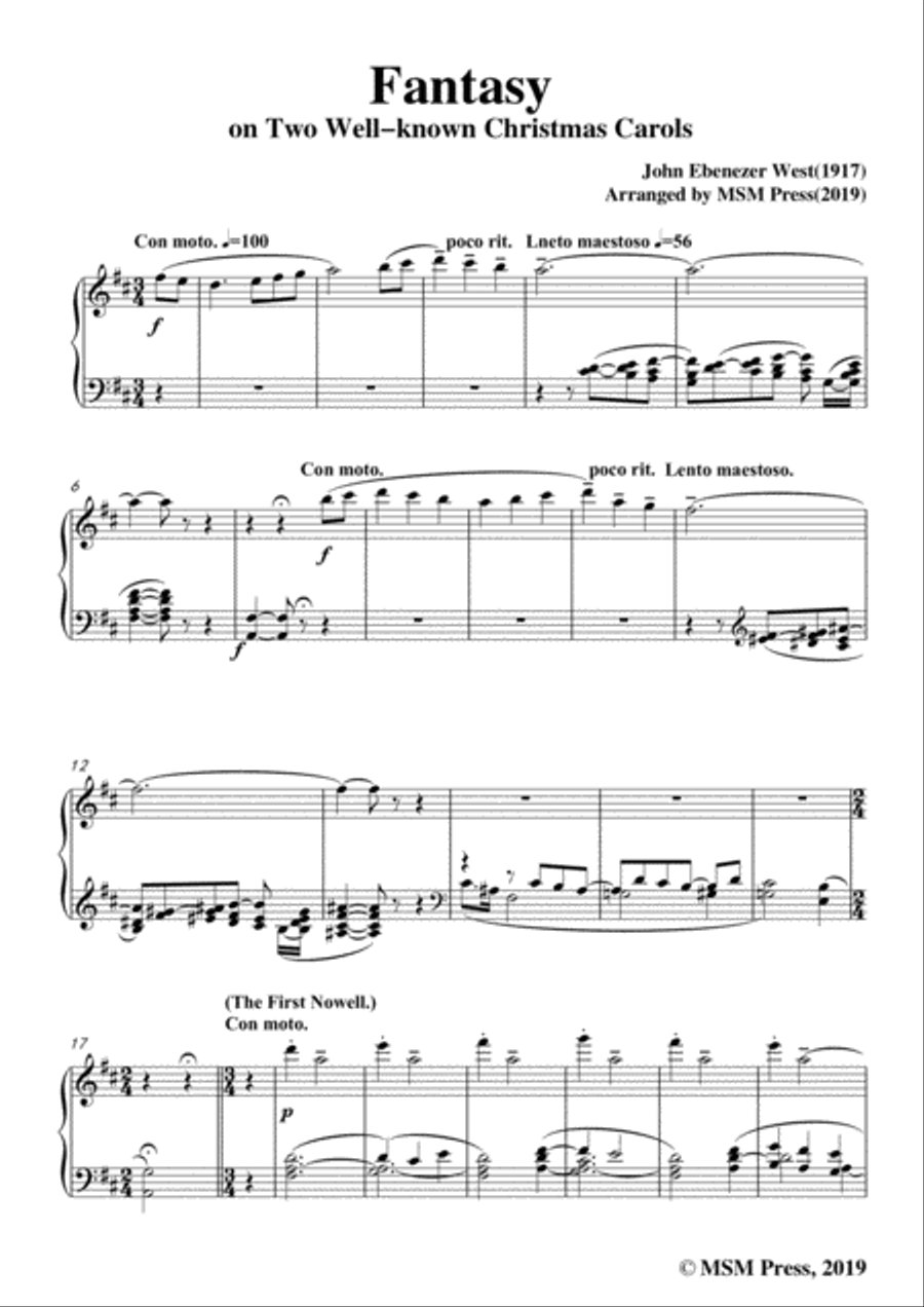 West-Fantasy on Two Well-known Christmas Carols,for Piano Piano scores gallery preview page 3