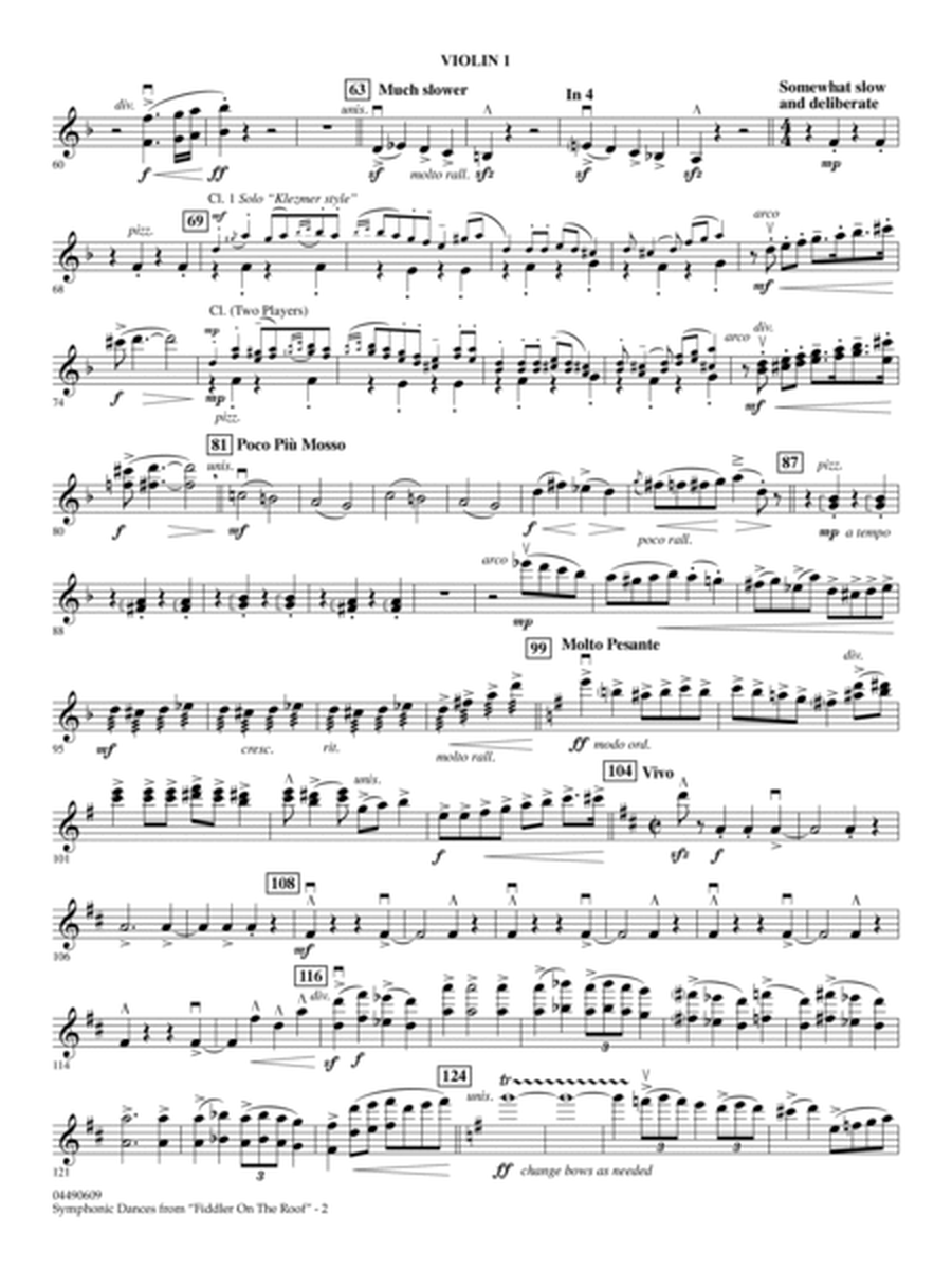 Symphonic Dances (from Fiddler On The Roof) (arr. Ira Hearshen) - Violin 1