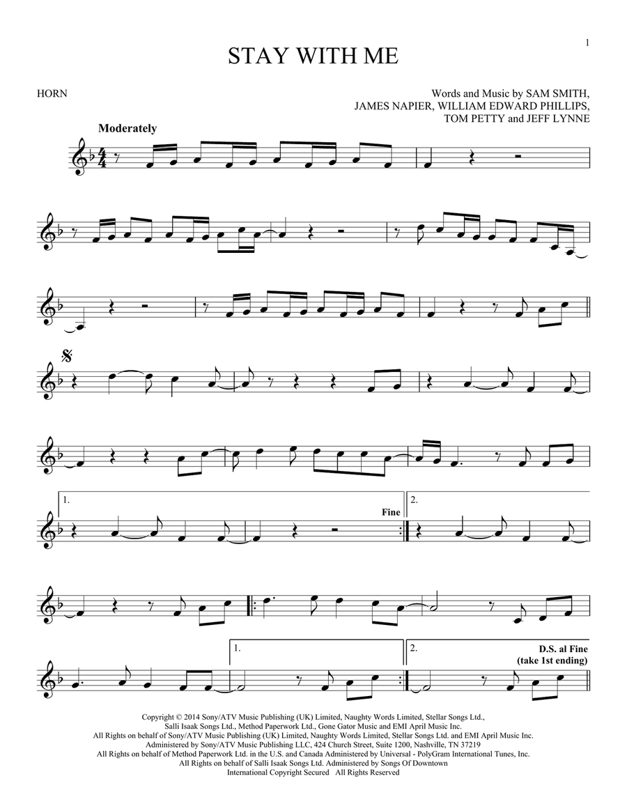Stay With Me Stay With Me Horn Solo scores gallery preview page 1