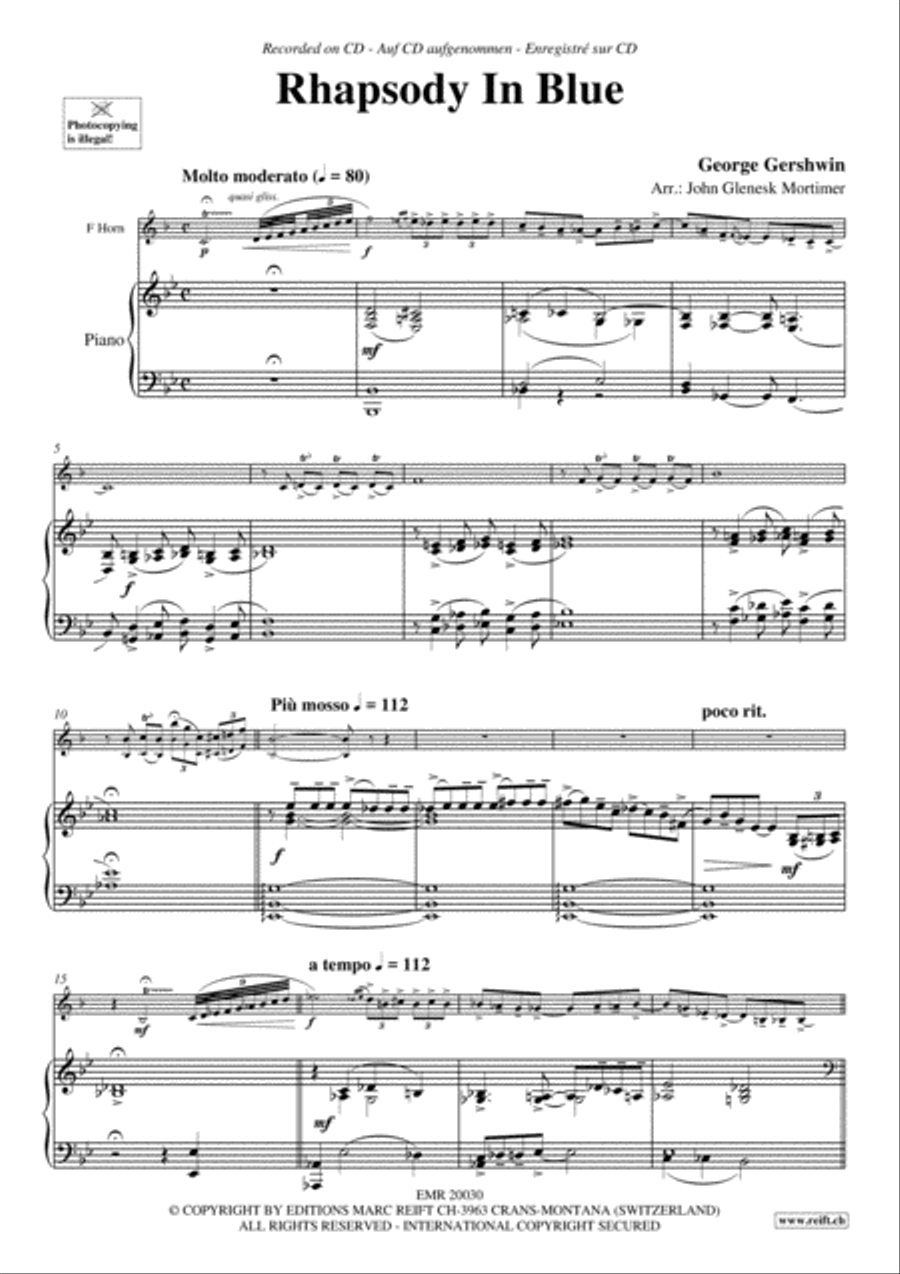 Rhapsody In Blue Rhapsody In Blue Horn scores gallery preview page 3