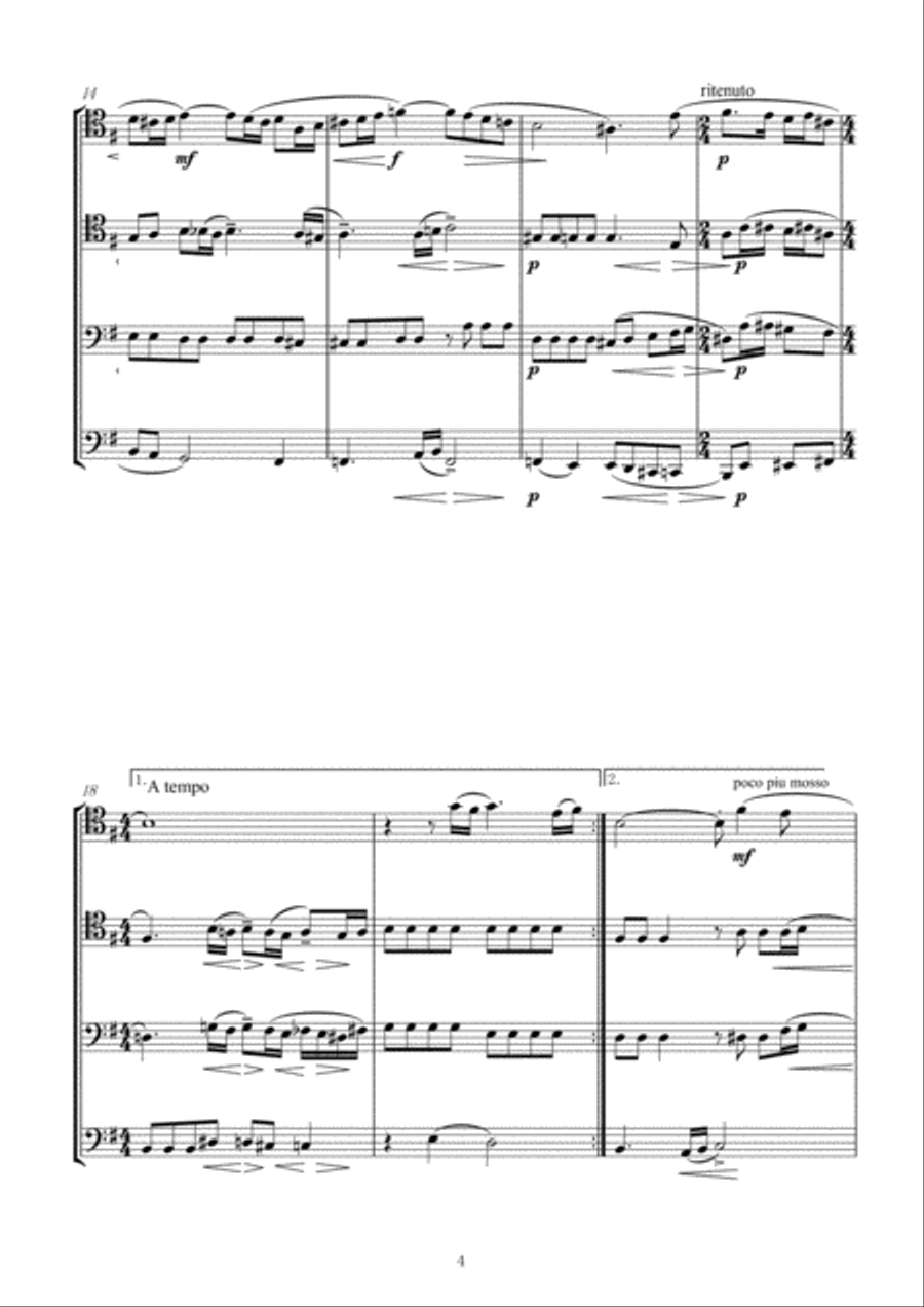 Rachmaninov: Vocalise for Low Brass (Trombone) Quartet Brass Ensemble scores gallery preview page 4