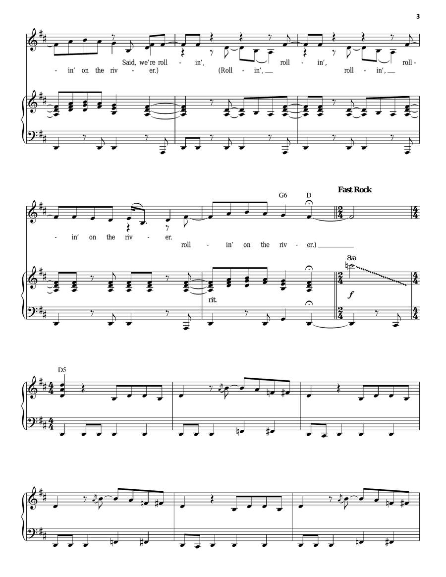 Proud Mary Piano, Vocal scores gallery preview page 3