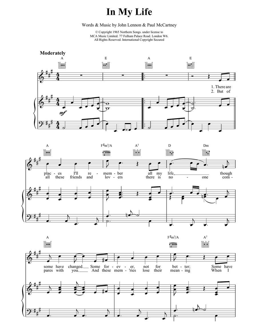 In My Life Acoustic Guitar scores gallery preview page 1