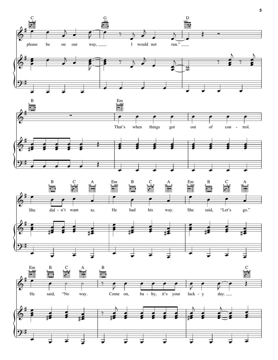 Date Rape Piano, Vocal, Guitar scores gallery preview page 5
