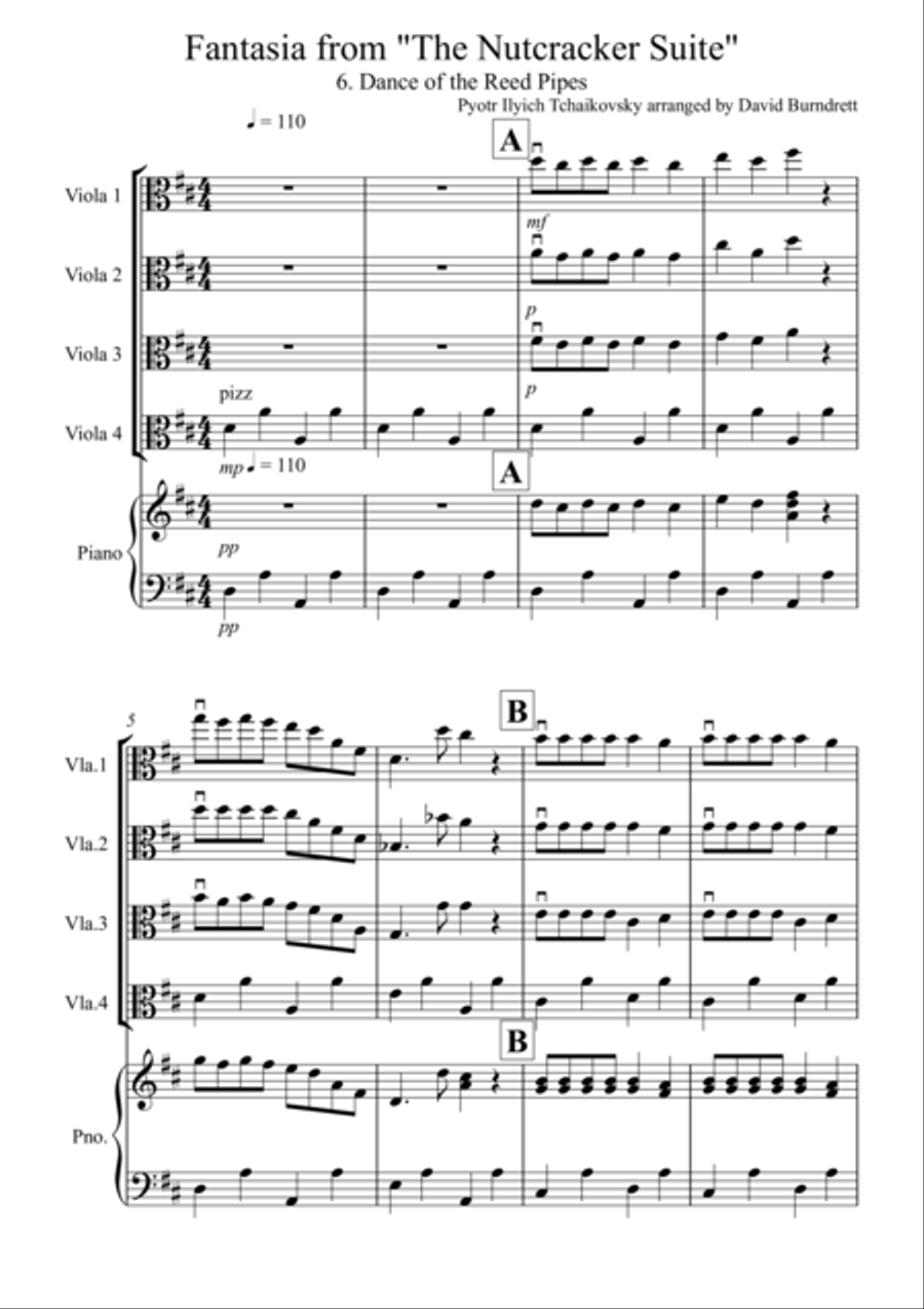 Dance of the Reed Pipes (Fantasia from Nutcracker) for Viola Quartet Viola Solo scores gallery preview page 1
