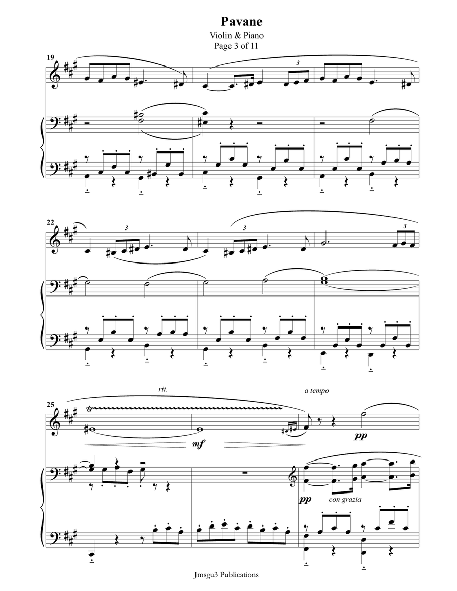 Fauré: Pavane Op. 50 for Violin & Piano Violin Solo scores gallery preview page 3