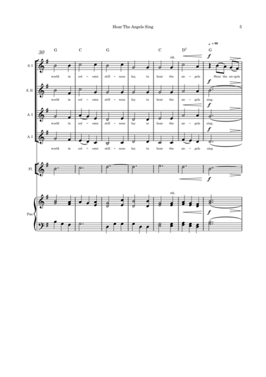 Hear the Angels Sing - SSAA medley with Flute or cello or violin and Piano image number null