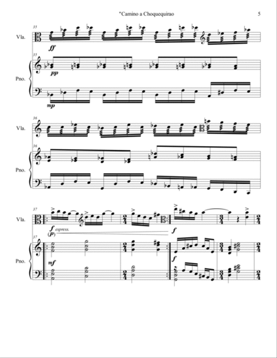 Camino a Choquequirao, Op.9 (fantasia for viola and piano) Piano scores gallery preview page 5
