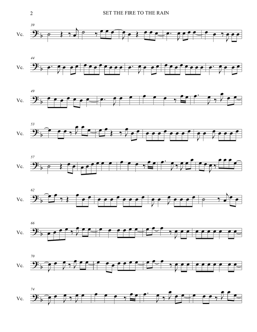 Set Fire To The Rain Cello Solo scores gallery preview page 2