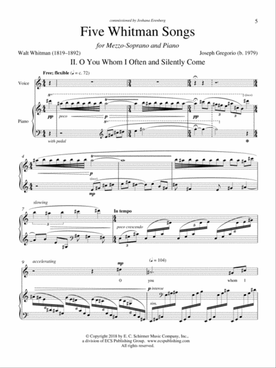 Five Whitman Songs Mezzo-Soprano Voice scores gallery preview page 4