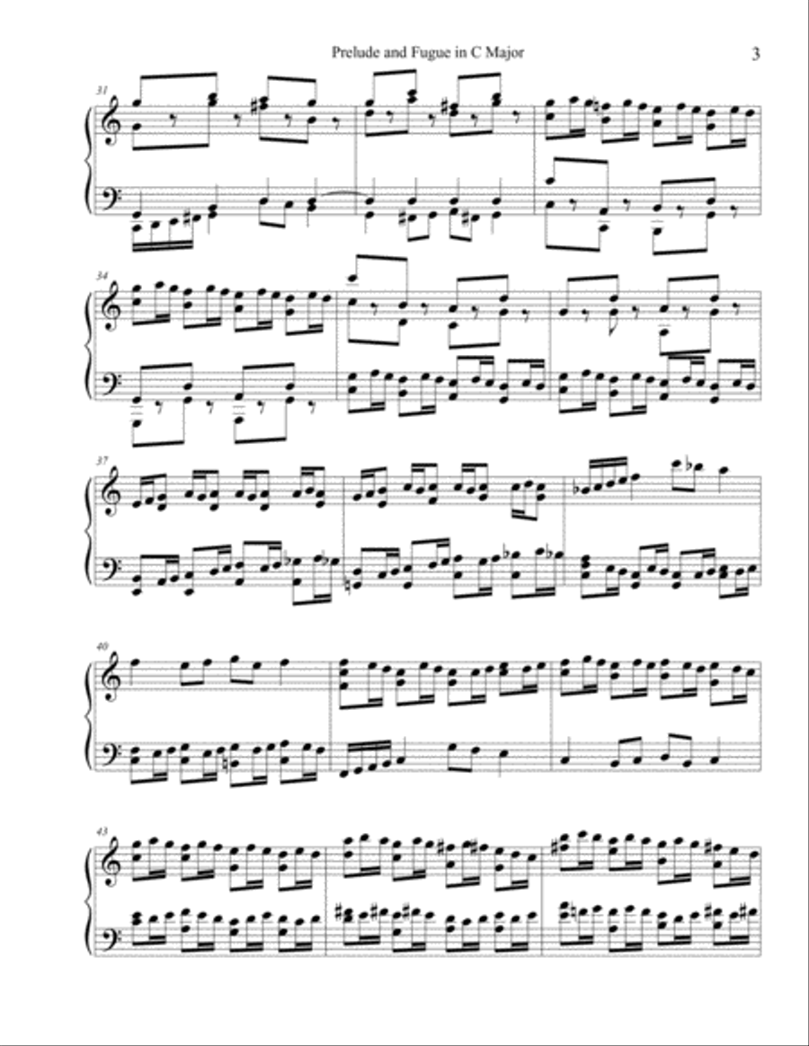 Prelude and Fugue in C Major Harpsichord scores gallery preview page 3
