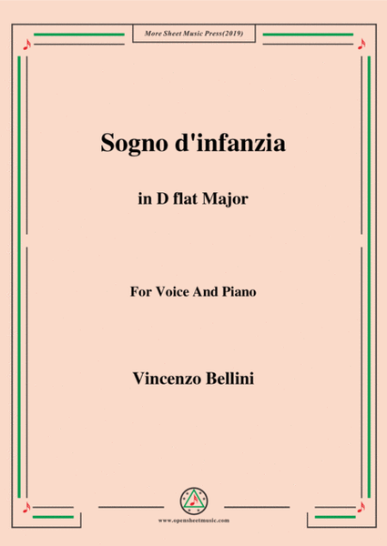 Bellini-Sogno d'infanzia in D flat Major,for Voice and Piano image number null